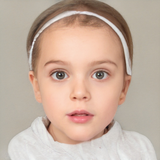 Neutral white child female with short  brown hair and brown eyes