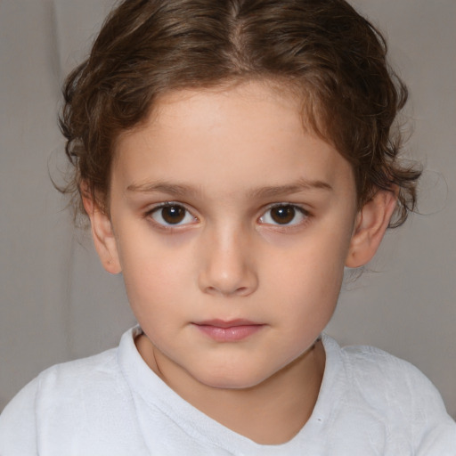 Neutral white child female with medium  brown hair and brown eyes