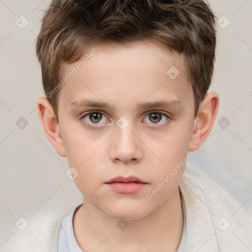 Neutral white child male with short  brown hair and brown eyes