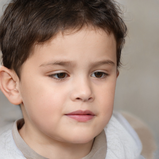 Neutral white child male with short  brown hair and brown eyes