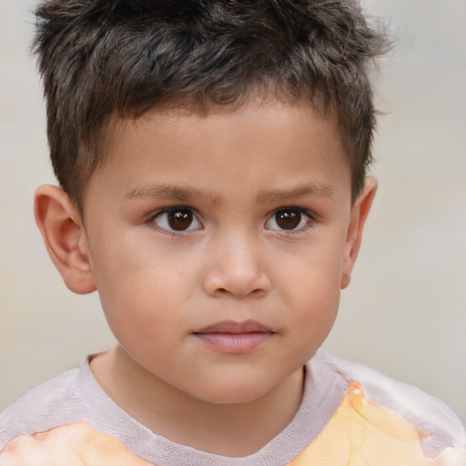 Neutral white child male with short  brown hair and brown eyes