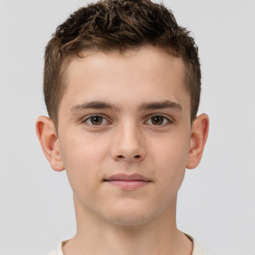 Neutral white child male with short  brown hair and brown eyes