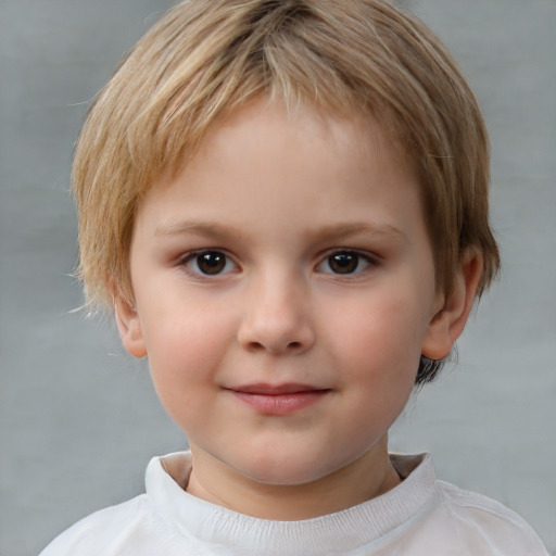 Neutral white child female with short  brown hair and brown eyes