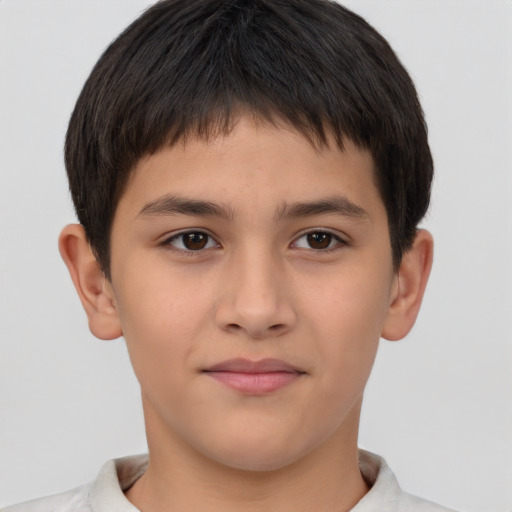 Neutral white child male with short  brown hair and brown eyes