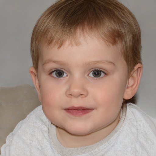 Neutral white child male with short  brown hair and blue eyes