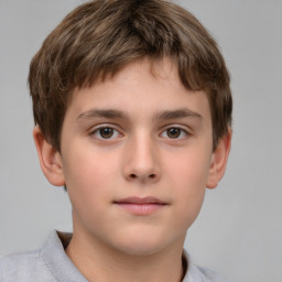 Neutral white child male with short  brown hair and brown eyes