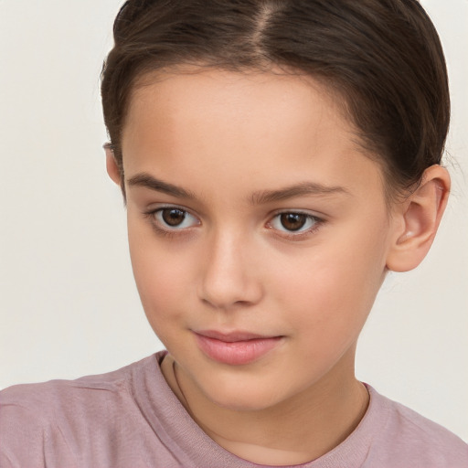 Neutral white child female with short  brown hair and brown eyes