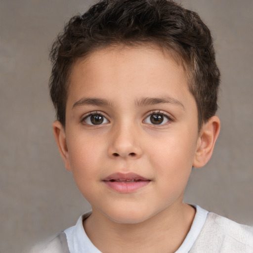 Neutral white child male with short  brown hair and brown eyes