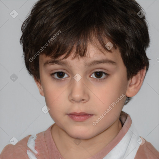 Neutral white child male with short  brown hair and brown eyes