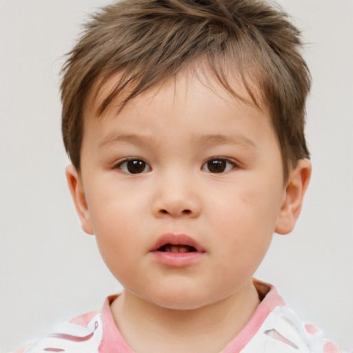 Neutral white child male with short  brown hair and brown eyes