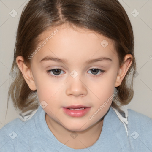 Neutral white child female with medium  brown hair and brown eyes