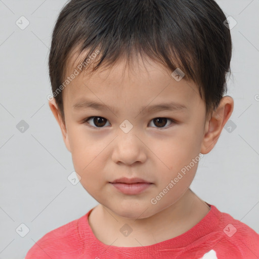 Neutral white child male with short  brown hair and brown eyes