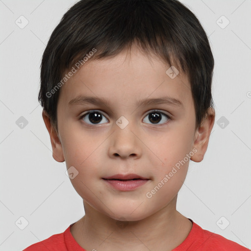 Neutral white child male with short  brown hair and brown eyes