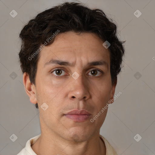 Neutral white adult male with short  brown hair and brown eyes