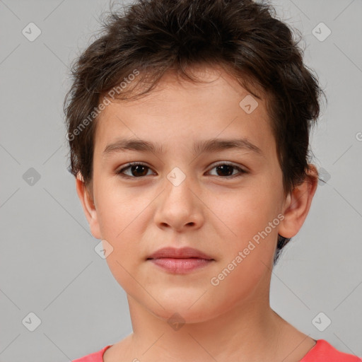 Neutral white child male with short  brown hair and brown eyes