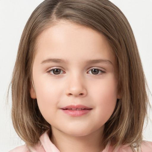 Neutral white child female with medium  brown hair and brown eyes