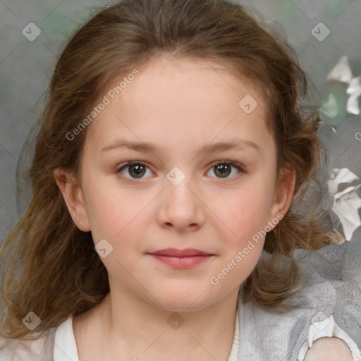 Neutral white child female with medium  brown hair and brown eyes