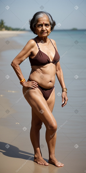 Indian elderly female with  brown hair