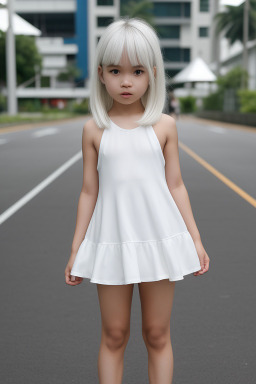 Singaporean child girl with  white hair