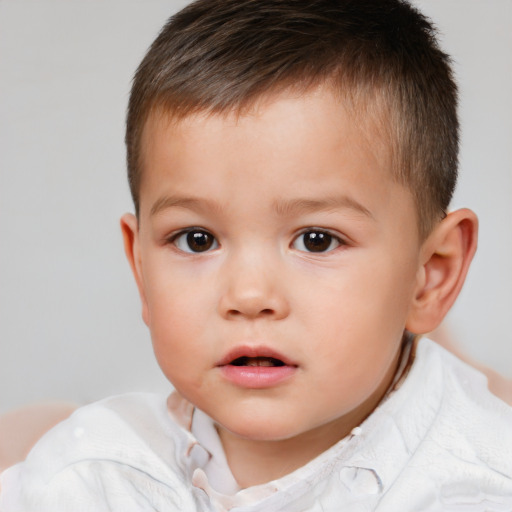 Neutral white child male with short  brown hair and brown eyes