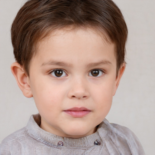 Neutral white child female with short  brown hair and brown eyes