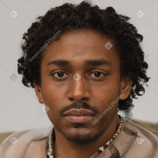Neutral black young-adult male with short  brown hair and brown eyes