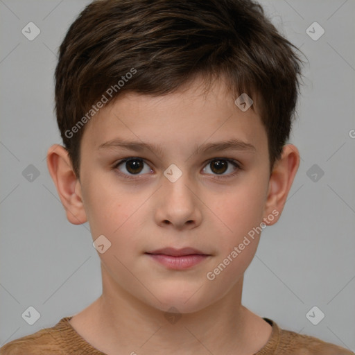 Neutral white child male with short  brown hair and brown eyes