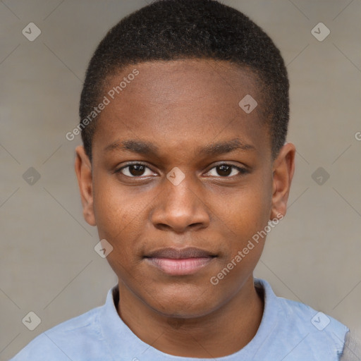 Neutral black young-adult male with short  brown hair and brown eyes