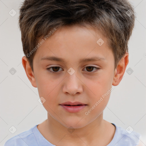 Neutral white child male with short  brown hair and brown eyes