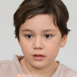 Neutral white child female with short  brown hair and brown eyes