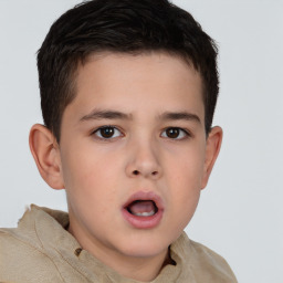 Neutral white child male with short  brown hair and brown eyes