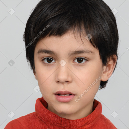 Neutral white child male with short  brown hair and brown eyes