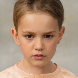 Neutral white child female with short  brown hair and brown eyes