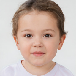 Neutral white child female with short  brown hair and brown eyes