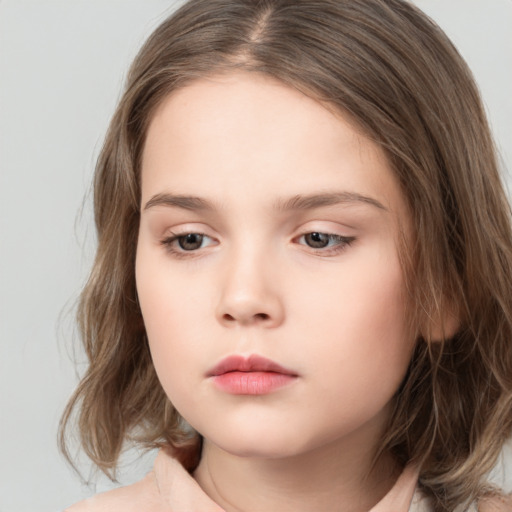 Neutral white child female with medium  brown hair and brown eyes