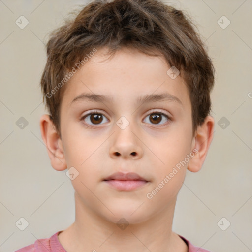 Neutral white child male with short  brown hair and brown eyes