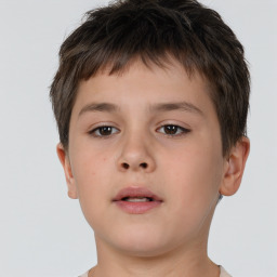 Neutral white child male with short  brown hair and brown eyes