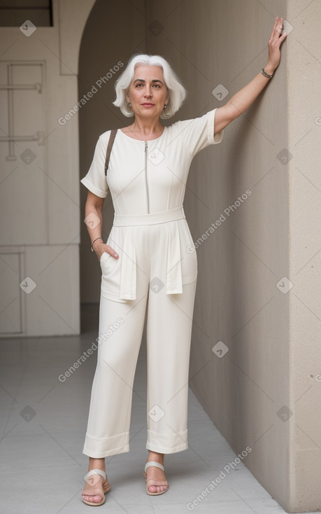 Middle-aged non-binary with  white hair