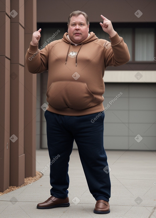 Caucasian middle-aged male with  brown hair