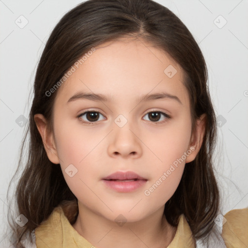 Neutral white child female with medium  brown hair and brown eyes