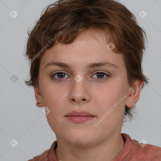 Neutral white child female with medium  brown hair and brown eyes