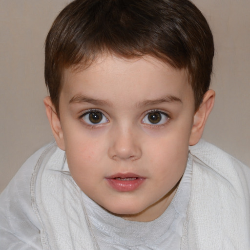 Neutral white child male with short  brown hair and brown eyes