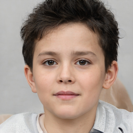 Neutral white child male with short  brown hair and brown eyes