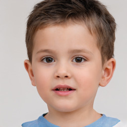 Neutral white child male with short  brown hair and brown eyes