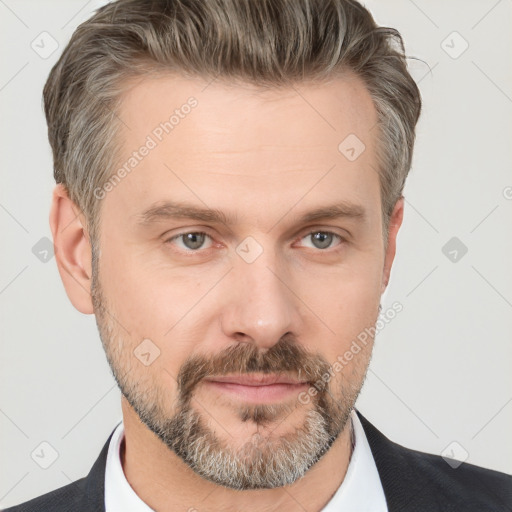 Neutral white adult male with short  brown hair and brown eyes