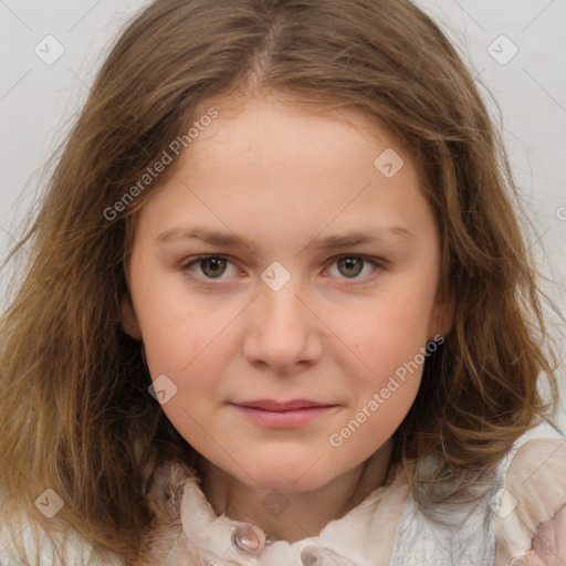 Neutral white child female with medium  brown hair and brown eyes