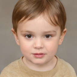 Neutral white child female with short  brown hair and brown eyes