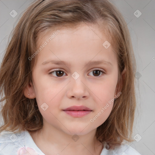 Neutral white child female with medium  brown hair and brown eyes