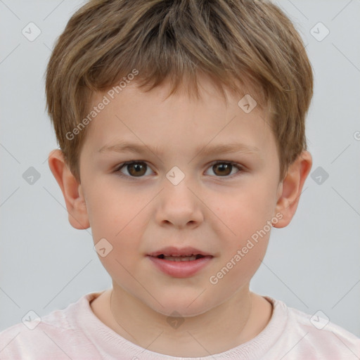 Neutral white child male with short  brown hair and brown eyes