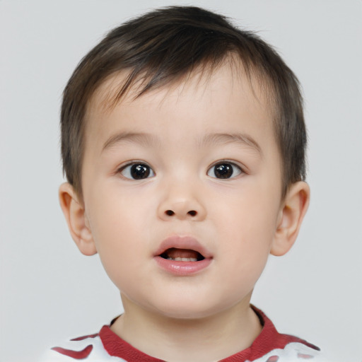 Neutral white child male with short  brown hair and brown eyes